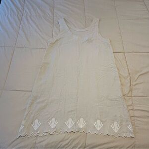 Sleeveless Cream Dress with Scallop Hem